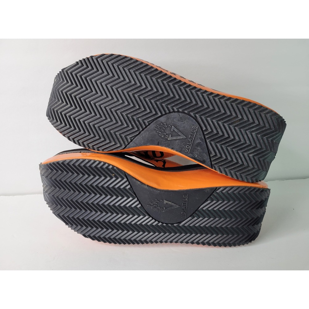 Volatile Oklahoma Platform Flip Flops Orange Black Wedge Sandals Womens 10 - Picture 5 of 5